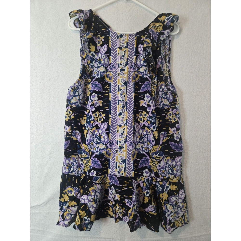 Free People Womens Tunic Top Size L Sleeveless Linen Blend Multicolor